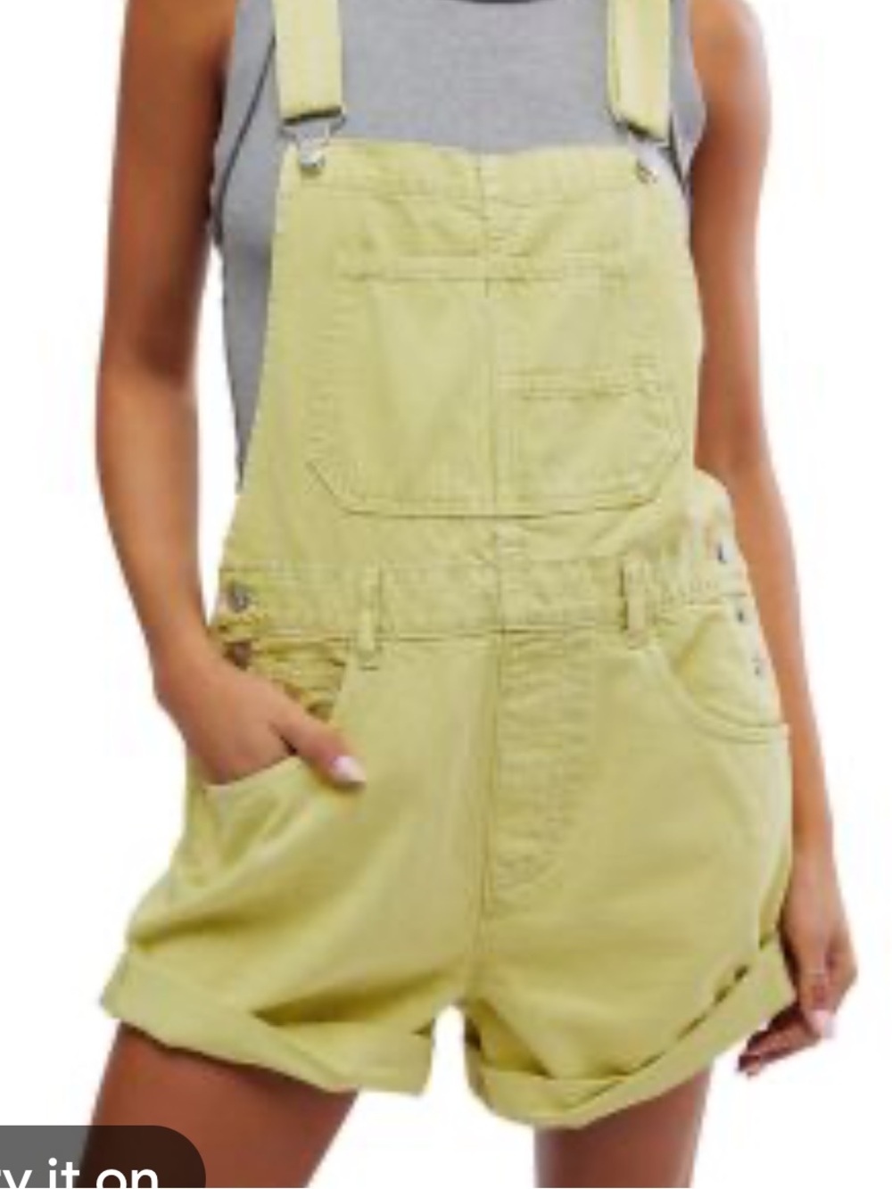 GAP kids size m /8 girls Pale Yellow Denim Short Overalls